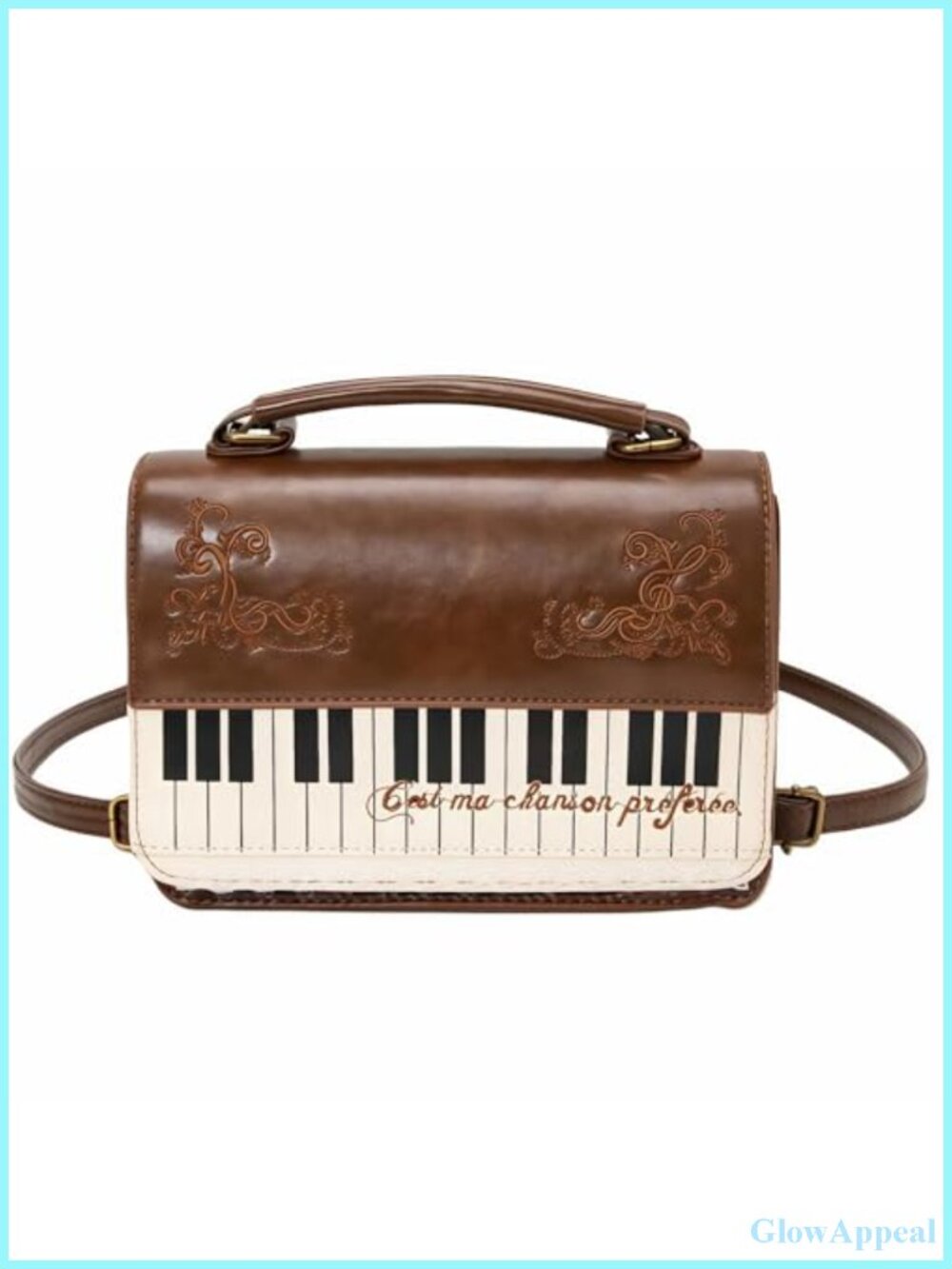 Piano Music Faux Leather Crossbody Messenger Bag Convertible Backpack